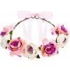 Čelenka s bielymi a ružovými kvetmi korunka