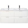 Kúpeľňový nábytkový set Porto 120 cms keramickým dvojitým umývadlom 4 zásuvkami biela vysoko lesklá Kúpeľňový nábytkový set Porto 120 cms keramickým dvojitým umývadlom 4 zásuvkami biela vysoko lesklá