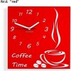 Oranžové hodiny na stenu Coffee Time červená Oranžové hodiny na stenu Coffee Time červená