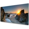 Sklenený obklad Do kuchyne Skala pláž slnko krajina 100x50 cm Sklenený obklad Do kuchyne Skala pláž slnko krajina 100x50 cm