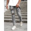 Sivé pánske slim fit rifle s trakmi Bolf KX952 Sivé pánske slim fit rifle s trakmi Bolf KX952