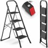 Skladací oceľový rebrík, 150 kg, 4-stupňový, čierny | HIGHER Skladací oceľový rebrík, 150 kg, 4-stupňový, čierny | HIGHER