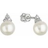 Zlaté 14 karátové náušnice kôstky biele zlato s riečnou perlou a tromi zirkónmi 81PZ00025 Zlaté 14 karátové náušnice kôstky biele zlato s riečnou perlou a tromi zirkónmi 81PZ00025