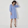 Šaty rozšírené krátke s potlačou modrá/biela