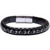Nefertitis Pánsky čierny kožený náramok Curb - spona farba striebra NF35731 - obvod cca 21 cm Nefertitis Pánsky čierny kožený náramok Curb - spona farba striebra NF35731 - obvod cca 21 cm