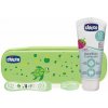 CHICCO Sada kefka s puzdrom pasta Vždy usmiata zelená 12m+ CHICCO Sada kefka s puzdrom pasta Vždy usmiata zelená 12m+