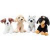Plyš 4 druhy pes sediaci 18 cm Plyš 4 druhy pes sediaci 18 cm