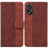 Peňaženkové kožené puzdro Geometric na Oppo A38 - Hnedá Peňaženkové kožené puzdro Geometric na Oppo A38 - Hnedá
