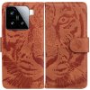 Peňaženkové kožené puzdro Tiger Embossing na Xiaomi 15 - Hnedá Peňaženkové kožené puzdro Tiger Embossing na Xiaomi 15 - Hnedá
