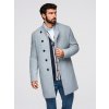 Ombre Men's coat with high collar and asymmetrical fastening - grey melange modrá | šedá | svetlomodrá S Ombre 5907064524501 Ombre Men's coat with high collar and asymmetrical fastening - grey melange modrá | šedá | svetlomodrá S Ombre 5907064524501