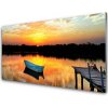 Obraz plexi Loďka most jazero príroda 100x50 cm Obraz plexi Loďka most jazero príroda 100x50 cm