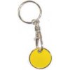 Prívesok na kľúče Kovový žetón do nákupného vozíka s karabínou žltý Prívesok na kľúče Kovový žetón do nákupného vozíka s karabínou žltý