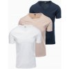 Pánsky set tričiek bavlna biele/pieskové/tmavomodré OM-TSBS-0233 V12 S Pánsky set tričiek bavlna biele/pieskové/tmavomodré OM-TSBS-0233 V12 S