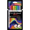 Vláknové fixky, sada, STABILO Pen 68 brush ARTY, 12 rôznych farieb Vláknové fixky, sada, STABILO Pen 68 brush ARTY, 12 rôznych farieb