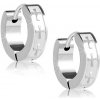 Šperky eshop - Oceľové náušnice - krúžky striebornej farby, lesklé kríže S41.03 Šperky eshop - Oceľové náušnice - krúžky striebornej farby, lesklé kríže S41.03