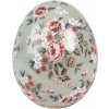 Decorative Figurine Egg ? 10x12 Cm Grey Ceramic Flowers - ? 10*12 cm - Clayre & Eef