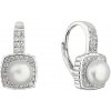 Strieborné náušnice visiace Pavona s bielou riečnou perlou štvorec biely 21073.1 Strieborné náušnice visiace Pavona s bielou riečnou perlou štvorec biely 21073.1