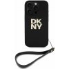 DKNY PU Leather Stack Logo Wrist Strap pre iPhone 16 Pro Max Black