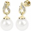 Zlaté perlové náušnice DF 3125, prírodné perly, žlté zlato Zlaté perlové náušnice DF 3125, prírodné perly, žlté zlato