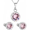 Sada šperkov s kryštálmi Swarovski náušnice, retiazka a prívesok ružové okrúhle 39352.3 Light Rose