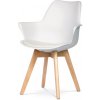 stolička jedálenská, biela plastová skořepina, sedák ekokoža, nohy masiv prírodný buk stolička jedálenská, biela plastová skořepina, sedák ekokoža, nohy masiv prírodný buk