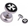 Šperky eshop - Oceľový fake piercing do ucha, biely maltézsky kríž PC28.07 Šperky eshop - Oceľový fake piercing do ucha, biely maltézsky kríž PC28.07