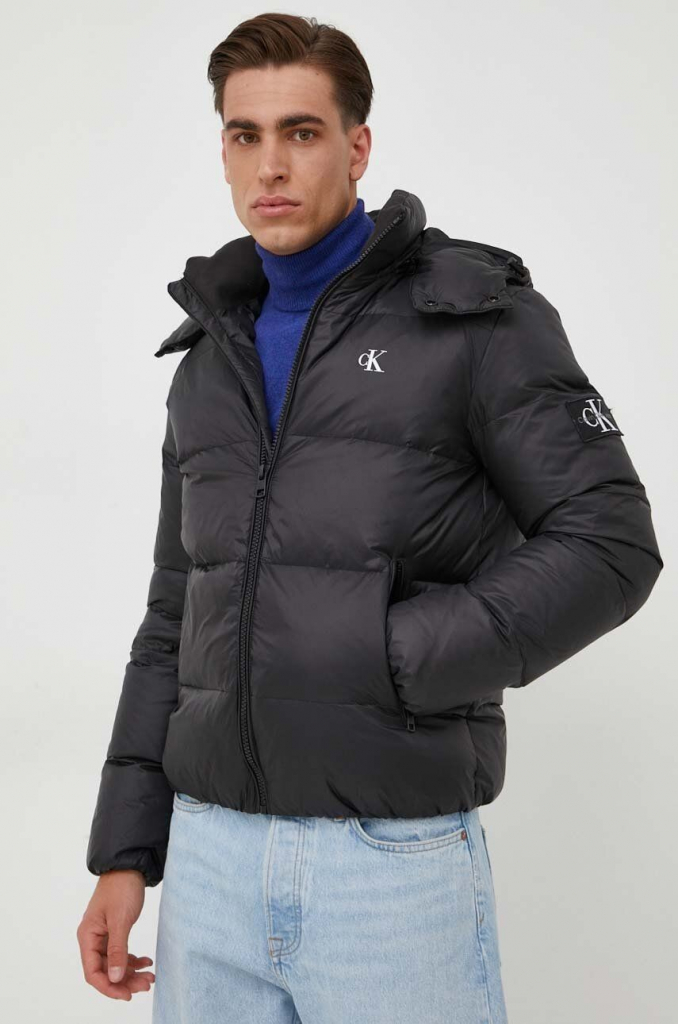 Calvin Klein Jeans páperová bunda pánska čierna zimná J30J323468