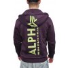 Alpha Industries BACK PRINT ZIP HOODY plum pánska mikina