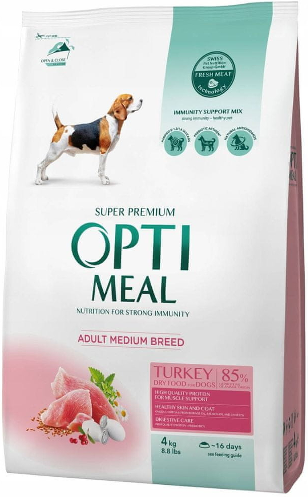 OPTIMEAL for Adult dogs of Medium breeds – turkey 4 kg