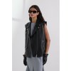 VESTA KARL LAGERFELD FAUX LEATHER BIKER GILET BLACK VESTA KARL LAGERFELD FAUX LEATHER BIKER GILET BLACK