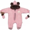 Oteplená pletená kombinéza s rukavičkami Teddy Bear Baby Nellys dvojvrstvová ružová