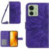 Peňaženkové kožené puzdro Sun Flower na Motorola Edge 40 - Tmavo fialová Peňaženkové kožené puzdro Sun Flower na Motorola Edge 40 - Tmavo fialová