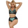 Subblime green patent leather mesh zipper bra set