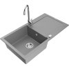 Mexen Leo, 1-komorový granitový drez s odkvapkávačom 90x50 cm a kuchynskou batériou Telma, šedá, 6501-71-670200-00 Mexen Leo, 1-komorový granitový drez s odkvapkávačom 90x50 cm a kuchynskou batériou Telma, šedá, 6501-71-670200-00