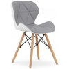SUPPLIES LAGO Jedálenská kožená stolička - bielo/šedá farba SUPPLIES LAGO Jedálenská kožená stolička - bielo/šedá farba