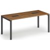 Rokovací stôl PRIMO SQUARE, 180x80 cm, orech + 2x stolná zásuvka TYP II, čierna Rokovací stôl PRIMO SQUARE, 180x80 cm, orech + 2x stolná zásuvka TYP II, čierna