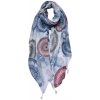 Clayre & Eef Bielo-modrá dámska šatka s potlačou lapačov a strapcami - 90*180 cm - Clayre & Eef Clayre & Eef Bielo-modrá dámska šatka s potlačou lapačov a strapcami - 90*180 cm - Clayre & Eef