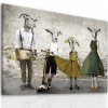 Moderný obraz na plátne – Kozia rodina na prechádzke mestom Veľkosť: 100x70 cm Moderný obraz na plátne – Kozia rodina na prechádzke mestom Veľkosť: 100x70 cm