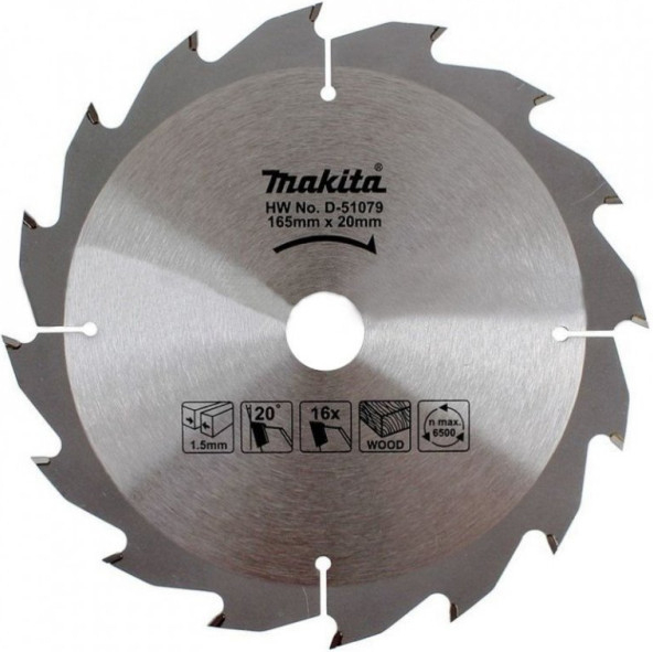 MAKITA D-51079 Kotúč pílový D 165 x 20 mm na drevo (16 HM zubov) 1.5 mm rez