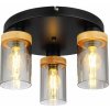 GLOBO 15557-3D FINCA stropné svietidlo 3xE27 D390mm čierna, dymová, drevo GLOBO 15557-3D FINCA stropné svietidlo 3xE27 D390mm čierna, dymová, drevo