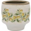 Chic Antique Béžový antik keramický kvetináč s citrónmi Limone Blossom - Ø 13*12 cm - Chic Antique Chic Antique Béžový antik keramický kvetináč s citrónmi Limone Blossom - Ø 13*12 cm - Chic Antique