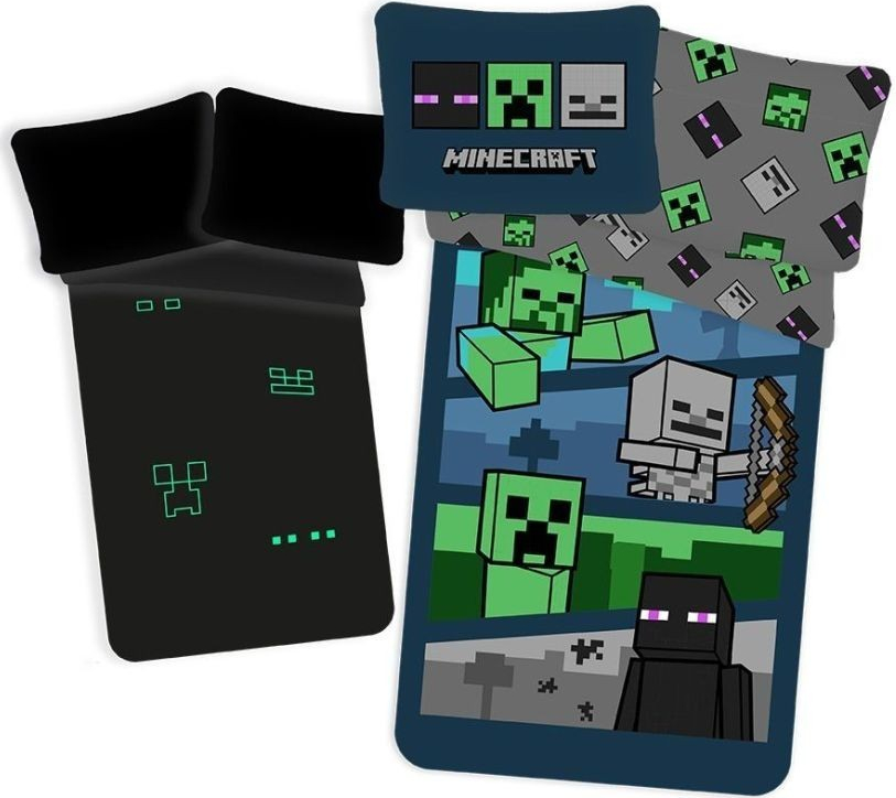 Jerry Fabrics Obliečky Minecraft Hostile Mobs svietiace Bavlna 140x200 70x90