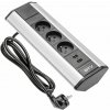 GTV Zásuvkový set rohový strieborný 3x230V + 2xUSB + kábel - AE-PBKT3U2U-80 GTV Zásuvkový set rohový strieborný 3x230V + 2xUSB + kábel - AE-PBKT3U2U-80
