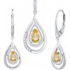 Silvego Luxusný strieborný súprava šperkov s pravým Citrínom a Brilliance Zirconia - náušnice a prívesok FWS10130CI Silvego Luxusný strieborný súprava šperkov s pravým Citrínom a Brilliance Zirconia - náušnice a prívesok FWS10130CI