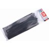 Čierne sťahovacie pásky nízkoprofilový zámok 4,6x280mm 100ks nylon PA66 EXTOL PREMIUM 8856234