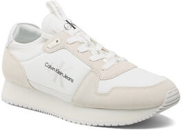 Calvin Klein Jeans Sneakersy Runner Sock Laceup Ny-Lth YM0YM00553 Biela