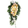 Smútočný veniec esíčko umelé ruže, kaly, gladioly a doplnky 130cm x 65cm Smútočný veniec esíčko umelé ruže, kaly, gladioly a doplnky 130cm x 65cm