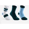 DECATHLON Detské vysoké športové ponožky RS 500 3 páry modro-biele 35-38 DECATHLON Detské vysoké športové ponožky RS 500 3 páry modro-biele 35-38