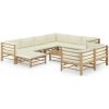 VidaXL 10-dielna súprava záhradného nábytku, krémové vankúše, bambus VidaXL 10-dielna súprava záhradného nábytku, krémové vankúše, bambus