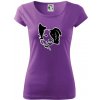 Border kólia obrys hlavy - Dámske tričko Pure - XL ( Fialová ) Border kólia obrys hlavy - Dámske tričko Pure - XL ( Fialová )